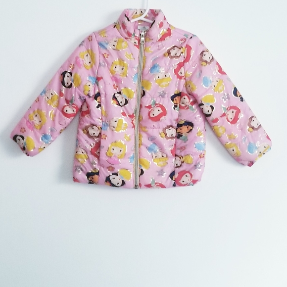 DISNEY Princess Characters Print Pink Puffer Jacket - Picture 4 of 14